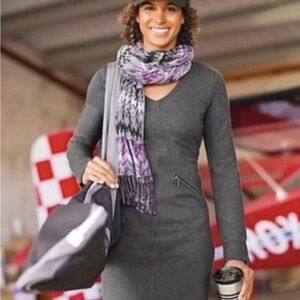 Athleta Celebration Charcoal Gray V-Neck Ponte Dress